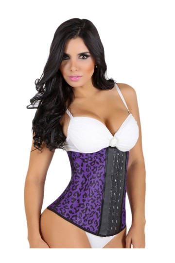 Levný stahovací korzet do pasu v barvě fialové a s leopardím vzorem Levný stahovací korzet do pasu v barvě fialové a s leopardím vzorem